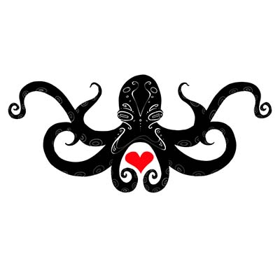 Octopus heart Design Water Transfer Temporary Tattoo(fake Tattoo) Stickers NO.11384